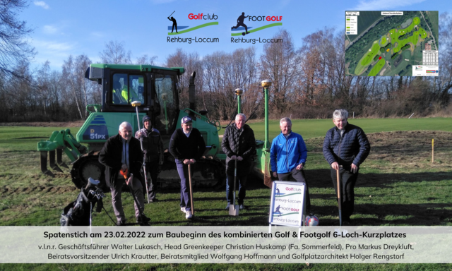 v.l.n.r. Geschäftsführer Walter Lukasch, Head Greenkeeper Christian Huskamp (Fa. Sommerfeld), Pro Markus Dreykluft, Beiratsvorsitzender Ulrich Krautter, Beiratsmitglied Wolfgang Hoffmann und Golfplatzarchitekt Holger Rengstorf